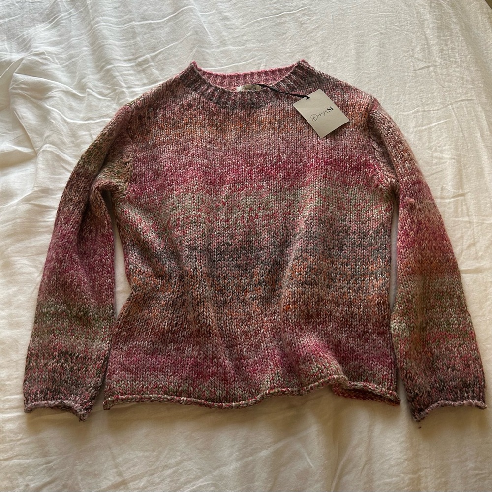 Design by Si Multicolor Cowl-Style Knit Sweater in Pink Blend NWT